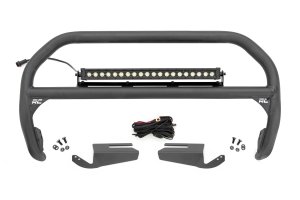 Ford Bronco Nudge Bar - Front - Rough Country - 20 Inch BLK DRL Single Row LED, OE Modular Steel - Black - '21-'23